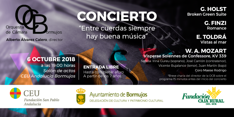 2018.10.05 Proximo concierto de la Orquesta de Cámara de Bormujos en CEU Andalucia
