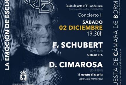 Cártel informativo sobre el próximo concierto de la Orquesta de Cámara de Bormujos